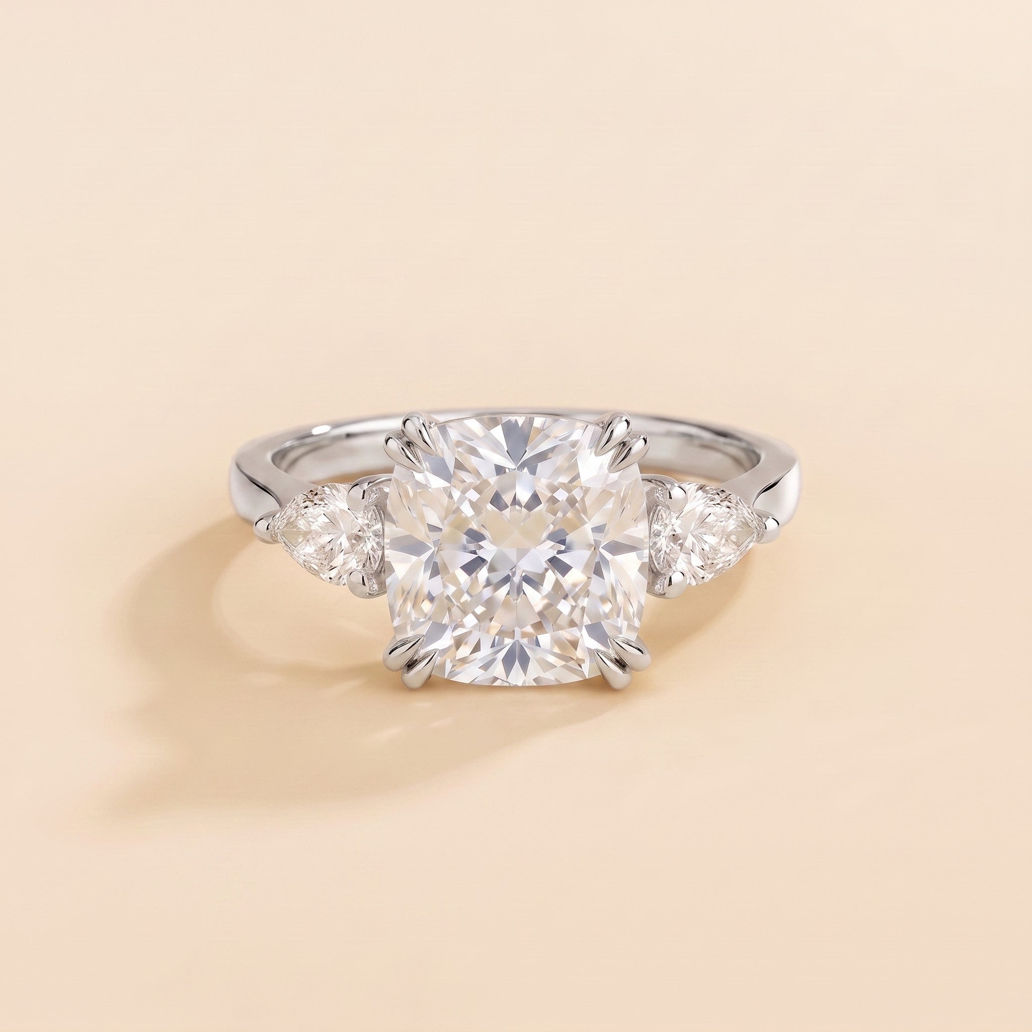 Ailes Diamond Cushion Cut & Pear Cut White Gold Ring