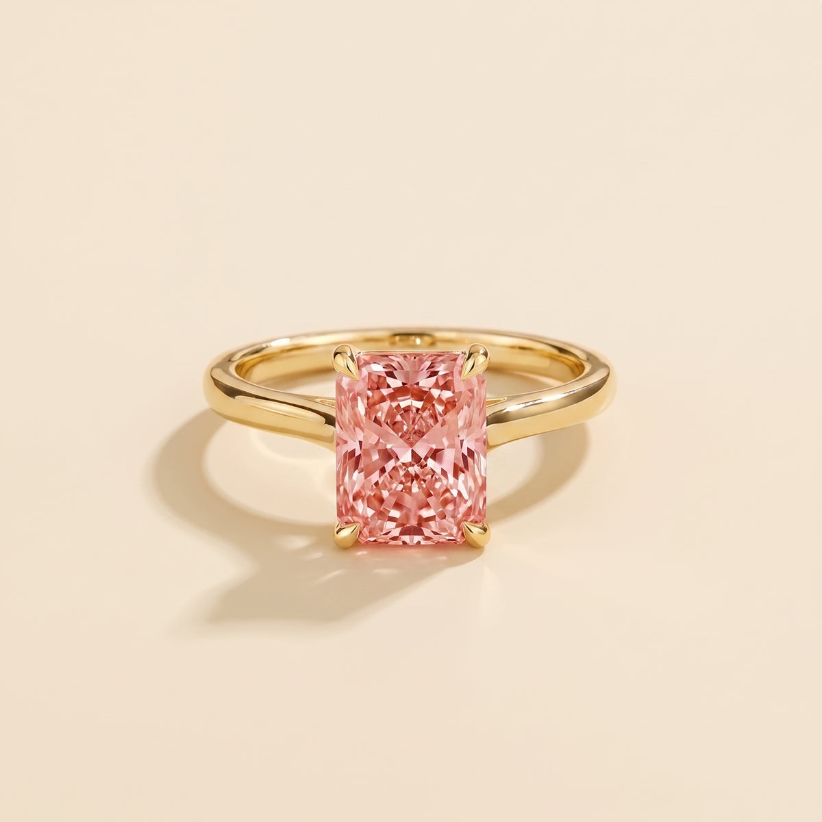 Clair Radiant Shape Padparadscha Sapphire Cathedral Solitaire Ring front