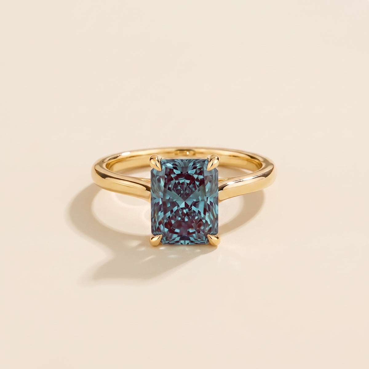 Clair Radiant Shape Alexandrite Cathedral Solitaire Ring front