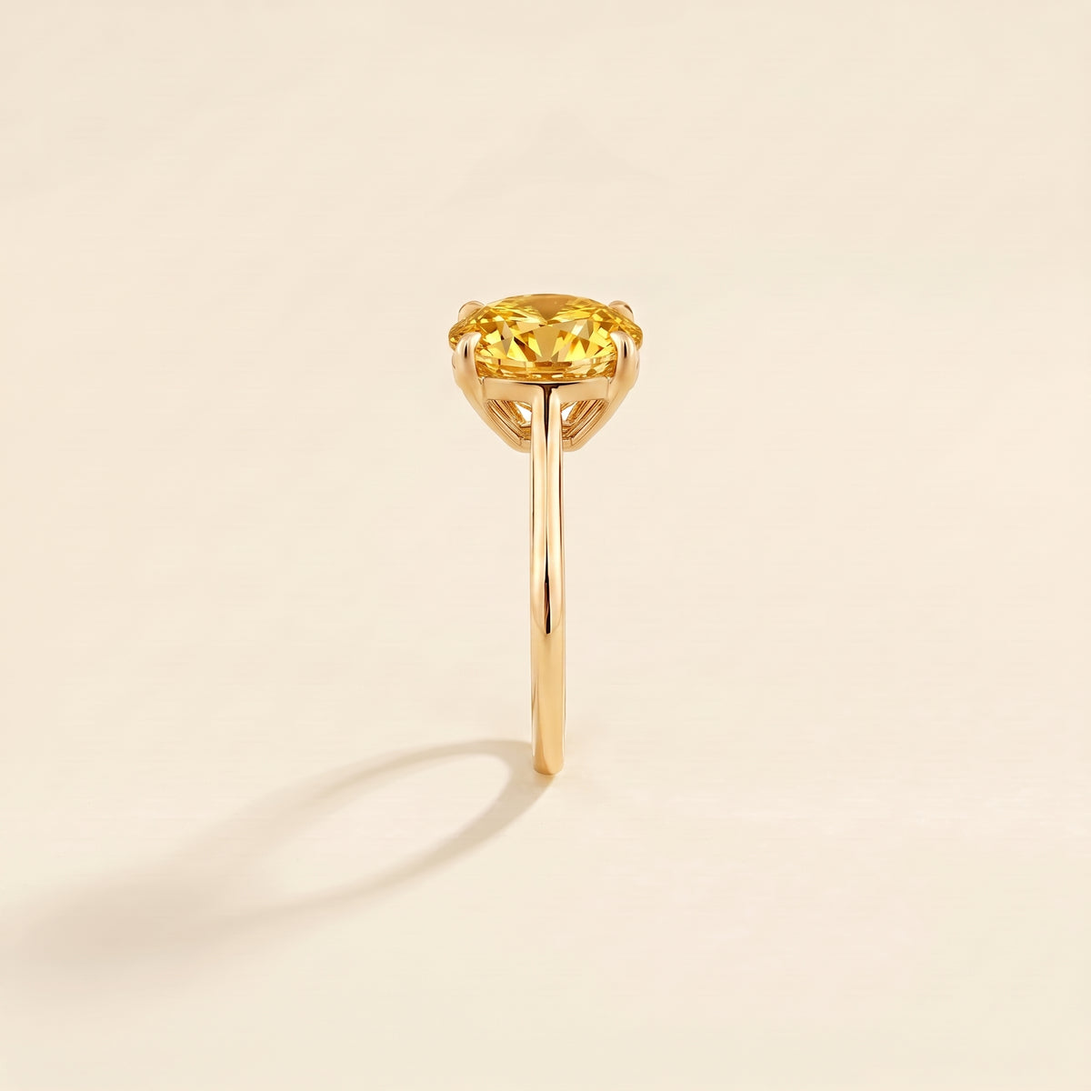 Iris Cushion Shape Yellow Sapphire Cathedral Solitaire Ring side edge