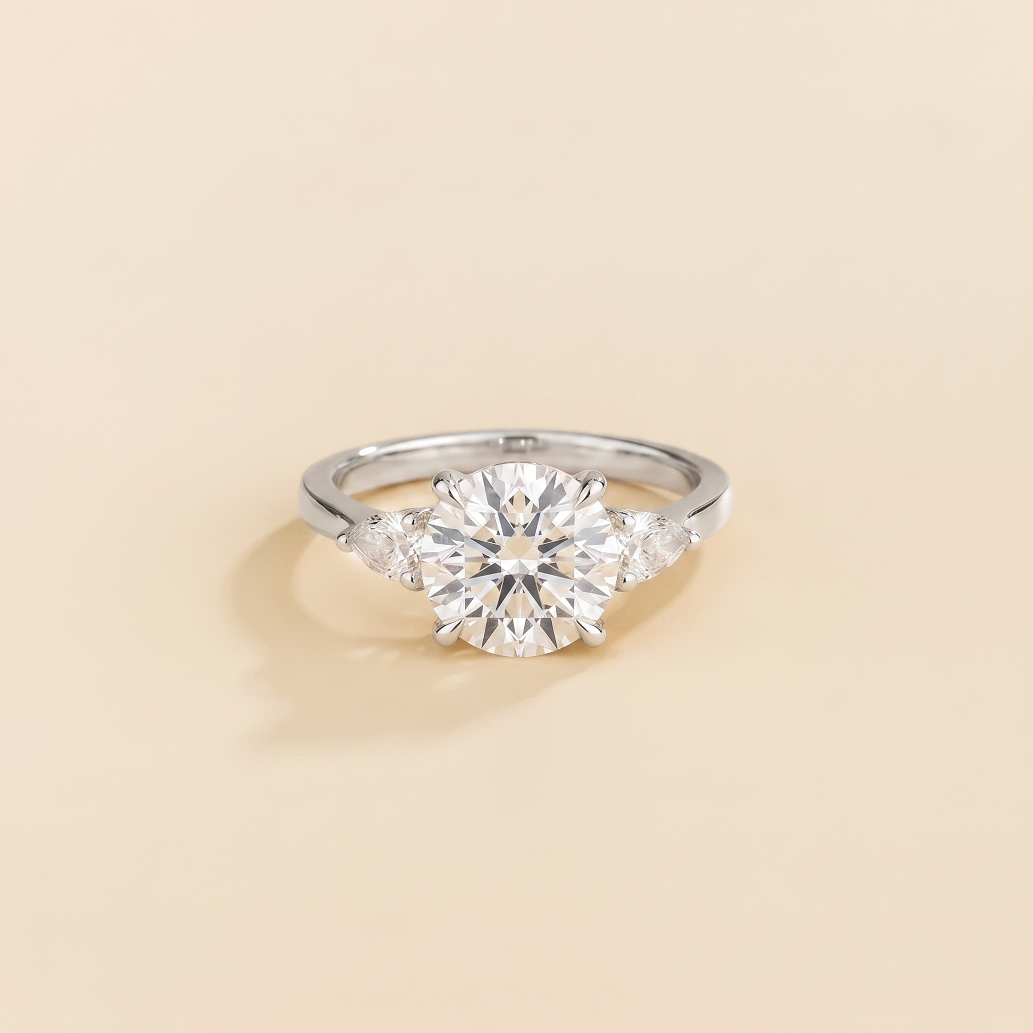 Rosey Diamond Round Cut & Pear Cut White Gold Ring