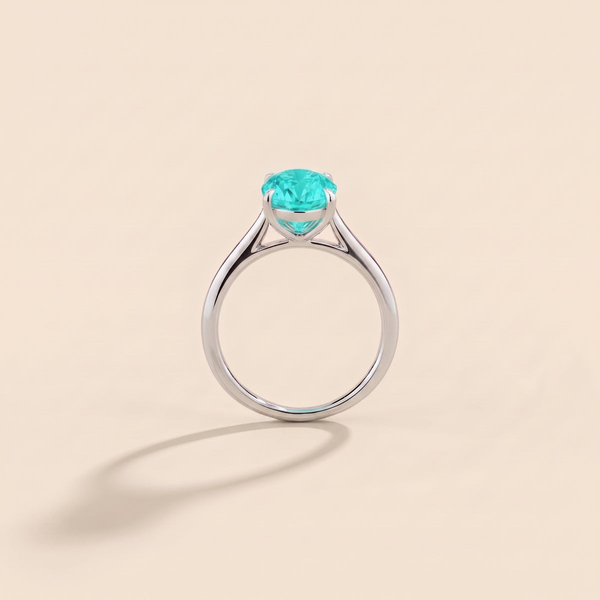 Lyra Oval Shape Paraiba Cathedral Solitaire Ring side profile
