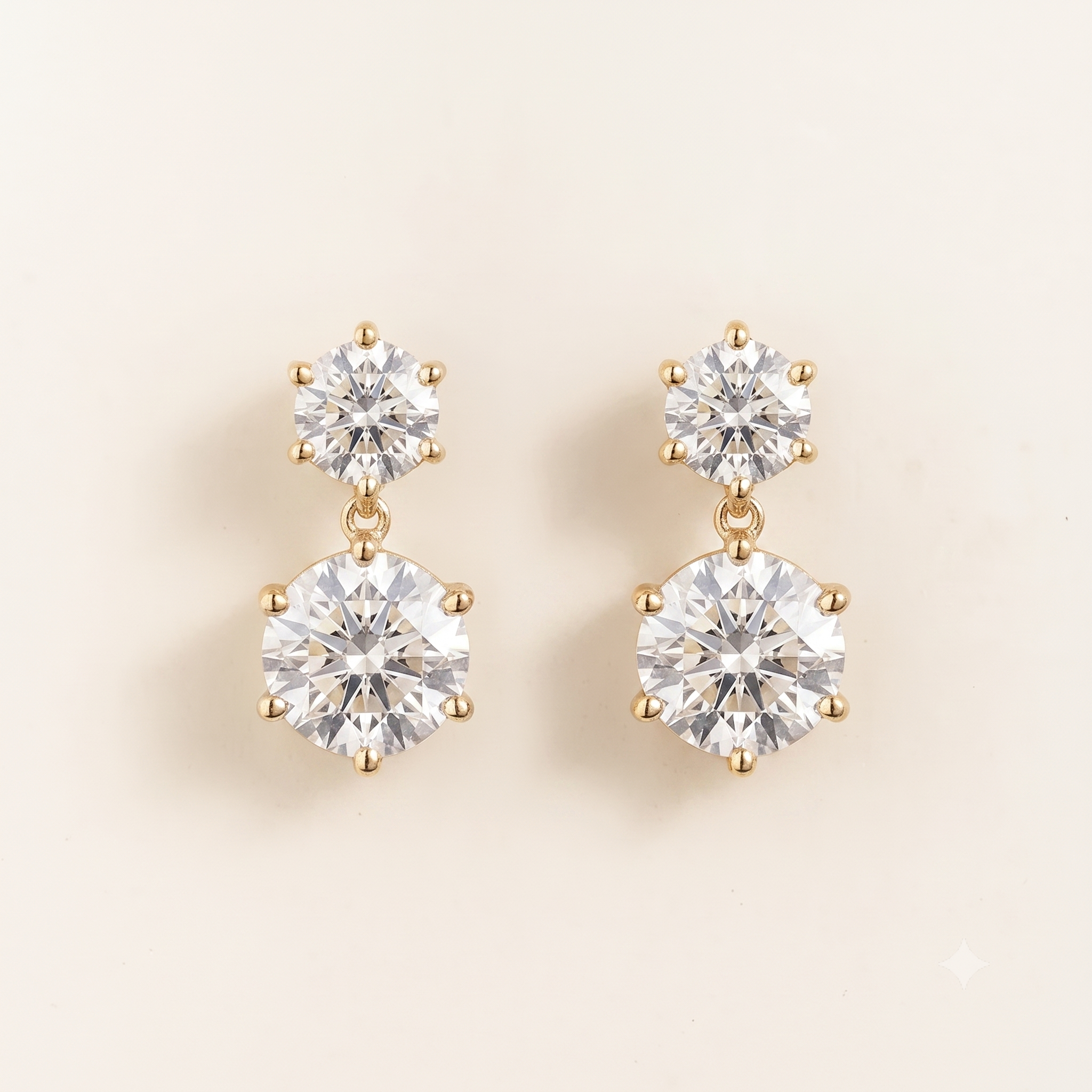 Round lab-grown diamond drop Aeter earrings in gold | Juvetti London