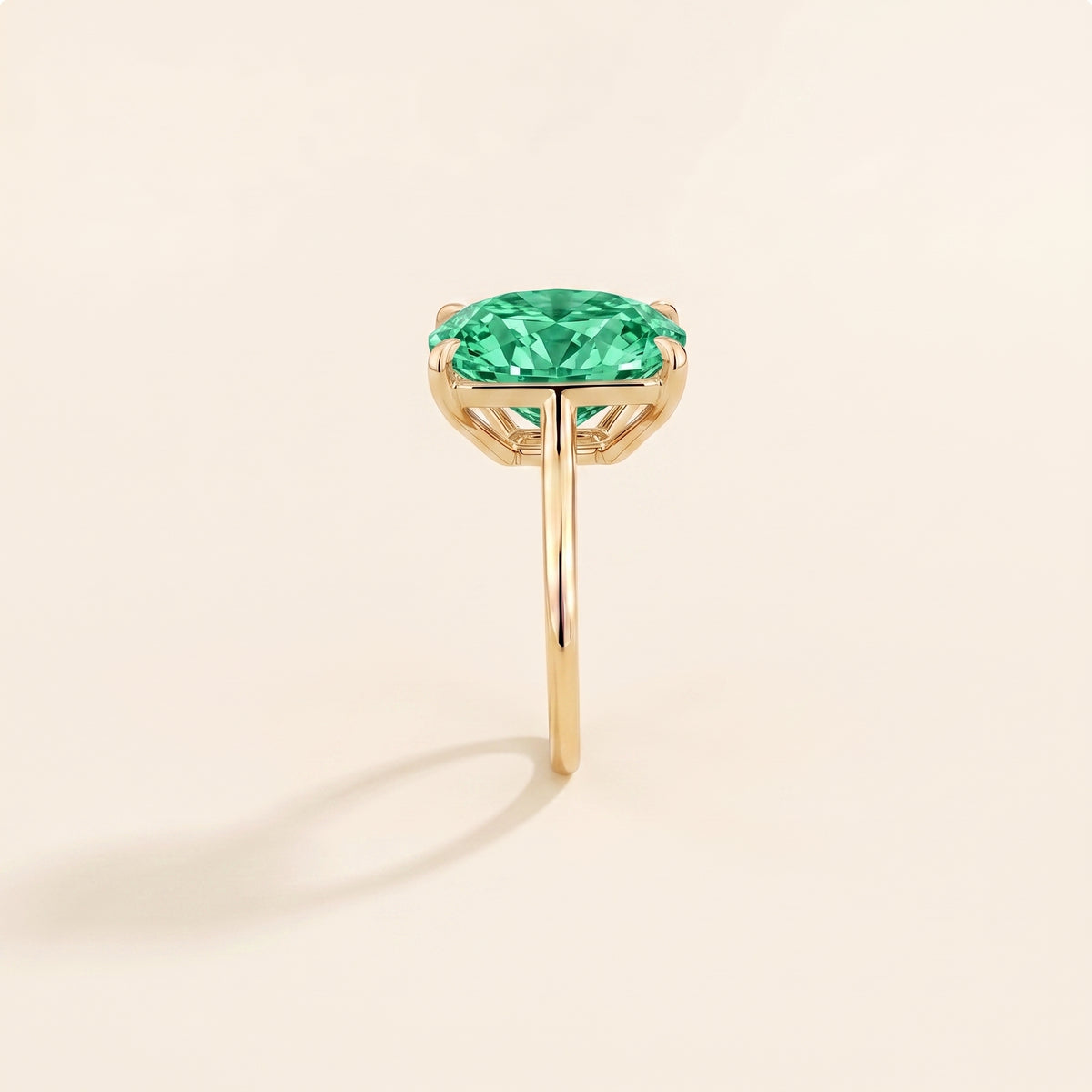 Clair Radiant Shape Green Sapphire Cathedral Solitaire Ring side edge