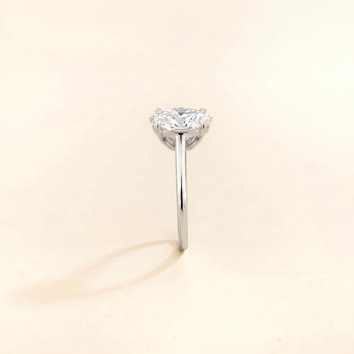 Lyra Oval Shape Diamond Cathedral Solitaire Ring in White Gold