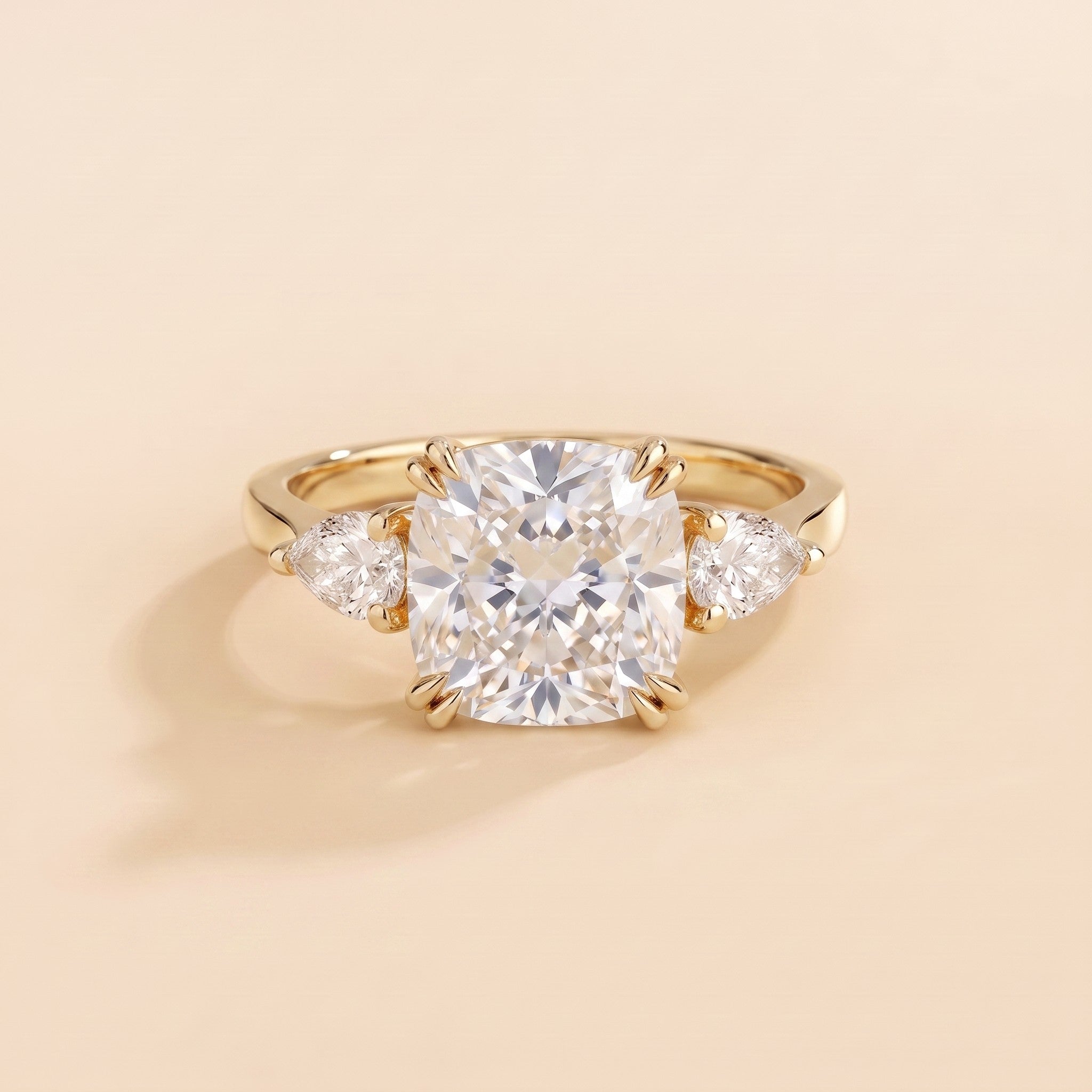 Ailes Diamond Cushion Cut & Pear Cut Gold Ring