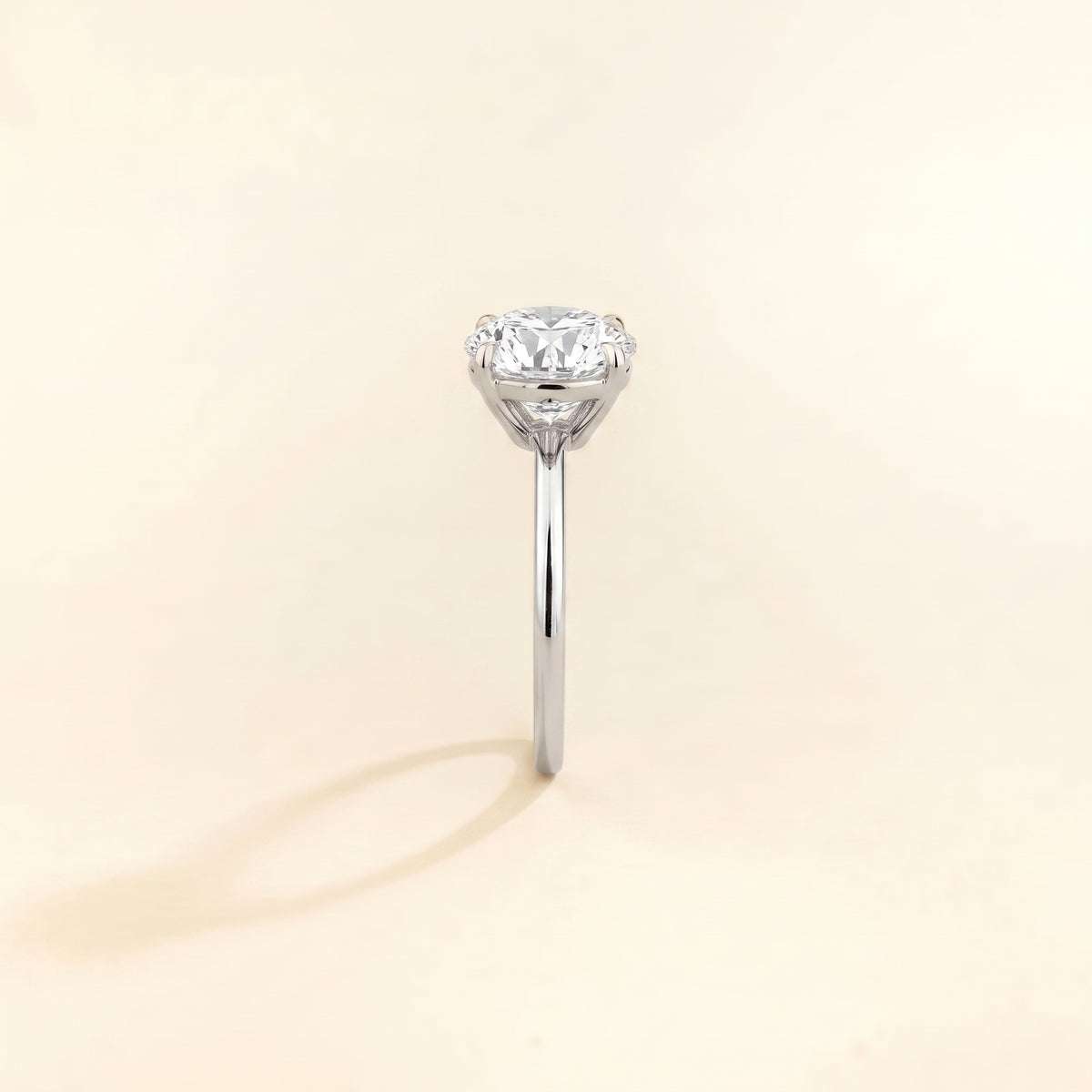 Nina Round Shape Diamond Cathedral Solitaire Ring side edge