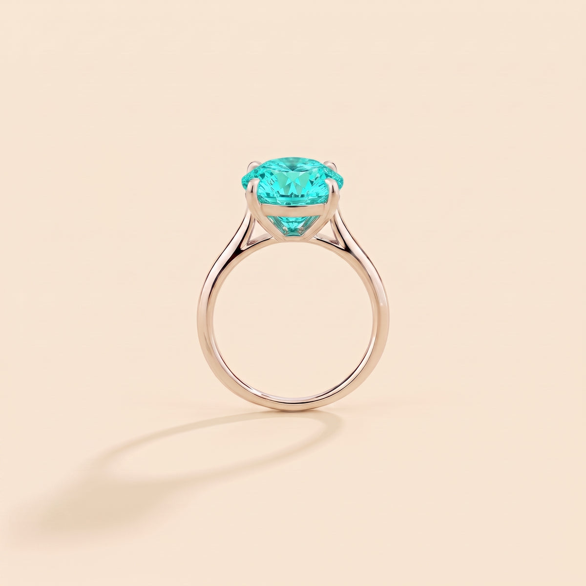 Iris Cushion Shape Paraiba Cathedral Solitaire Ring side profile
