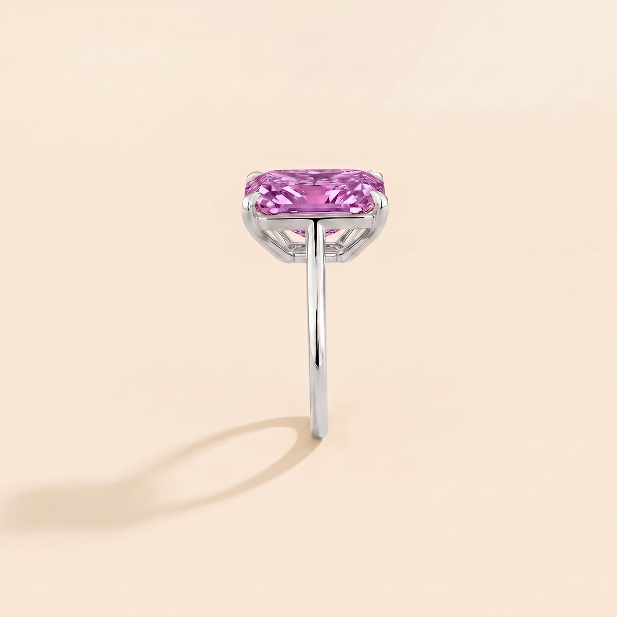 Clair Radiant Shape Purple Sapphire Cathedral Solitaire Ring side edge