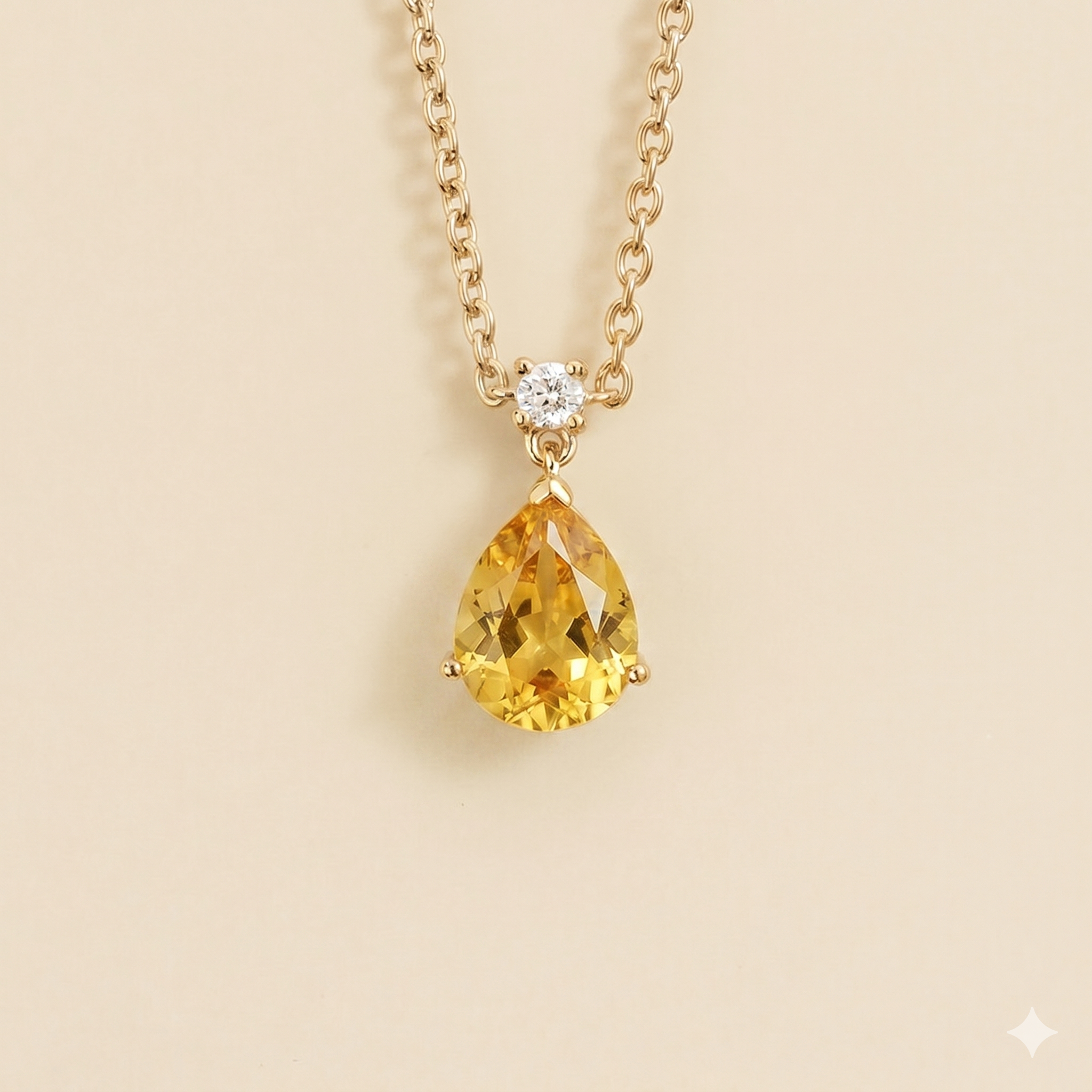Ori Yellow Sapphire & Diamond Pear Drop Pendant Necklace In Gold - Medium