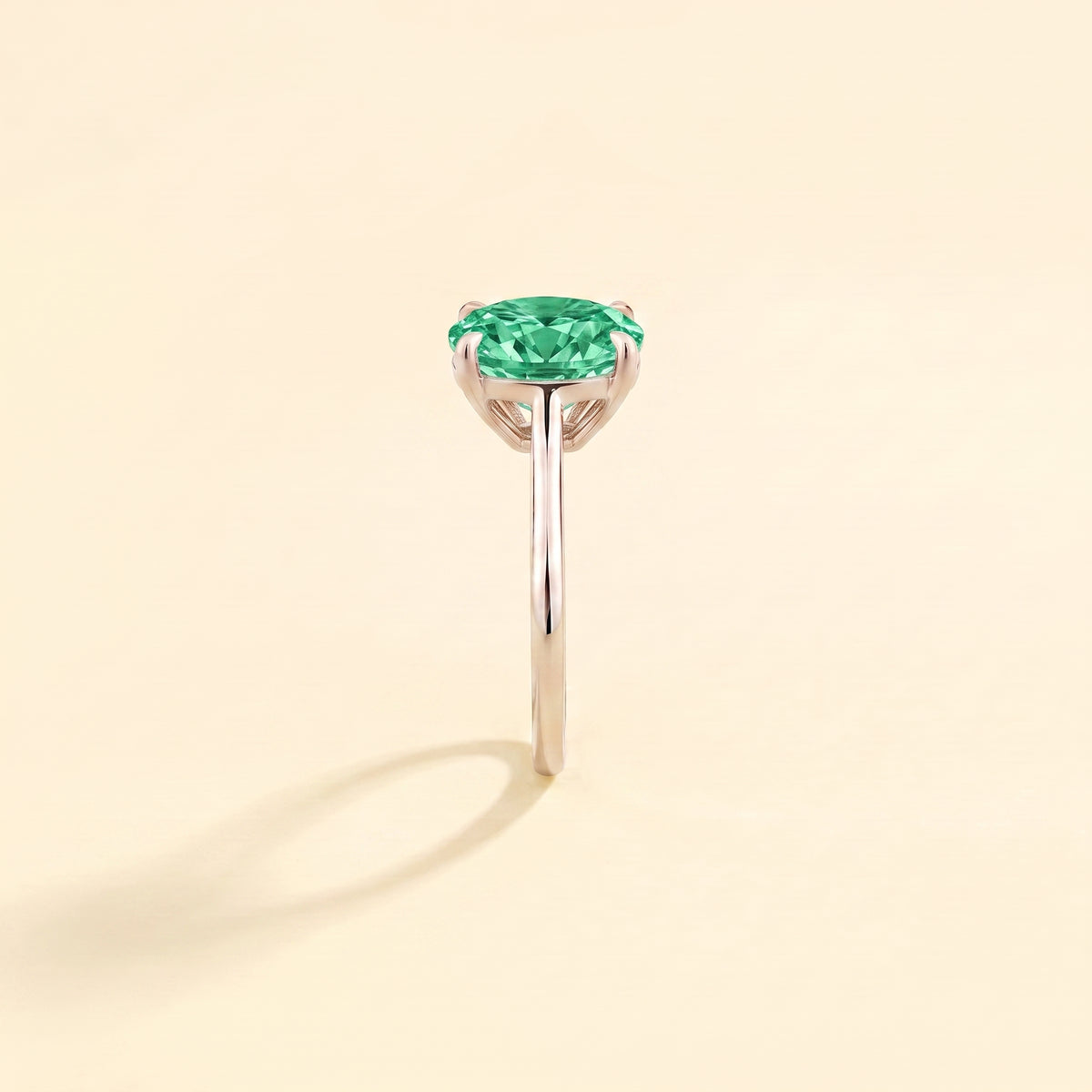 Iris Cushion Shape Green Sapphire Cathedral Solitaire Ring side edge