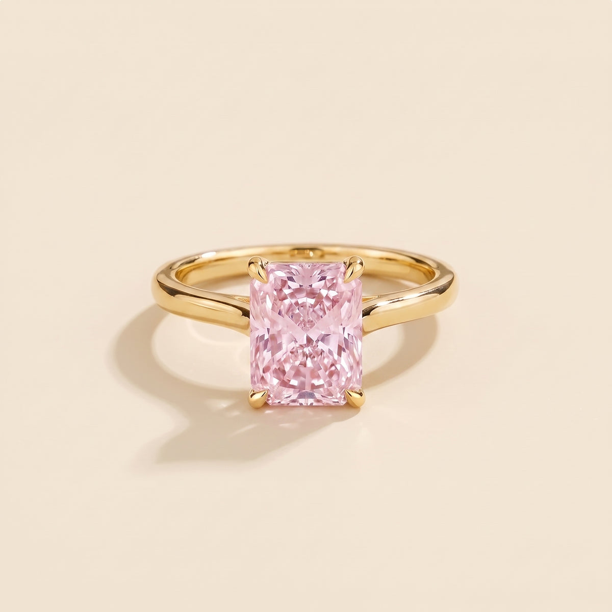 Clair Radiant Shape Pastel Pink Sapphire Cathedral Solitaire Ring front
