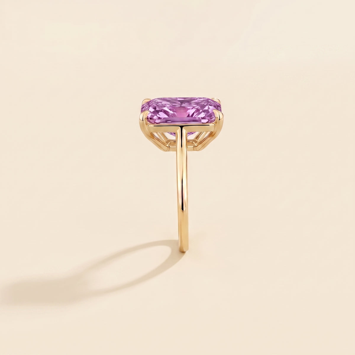 Clair Radiant Shape Purple Sapphire Cathedral Solitaire Ring side edge