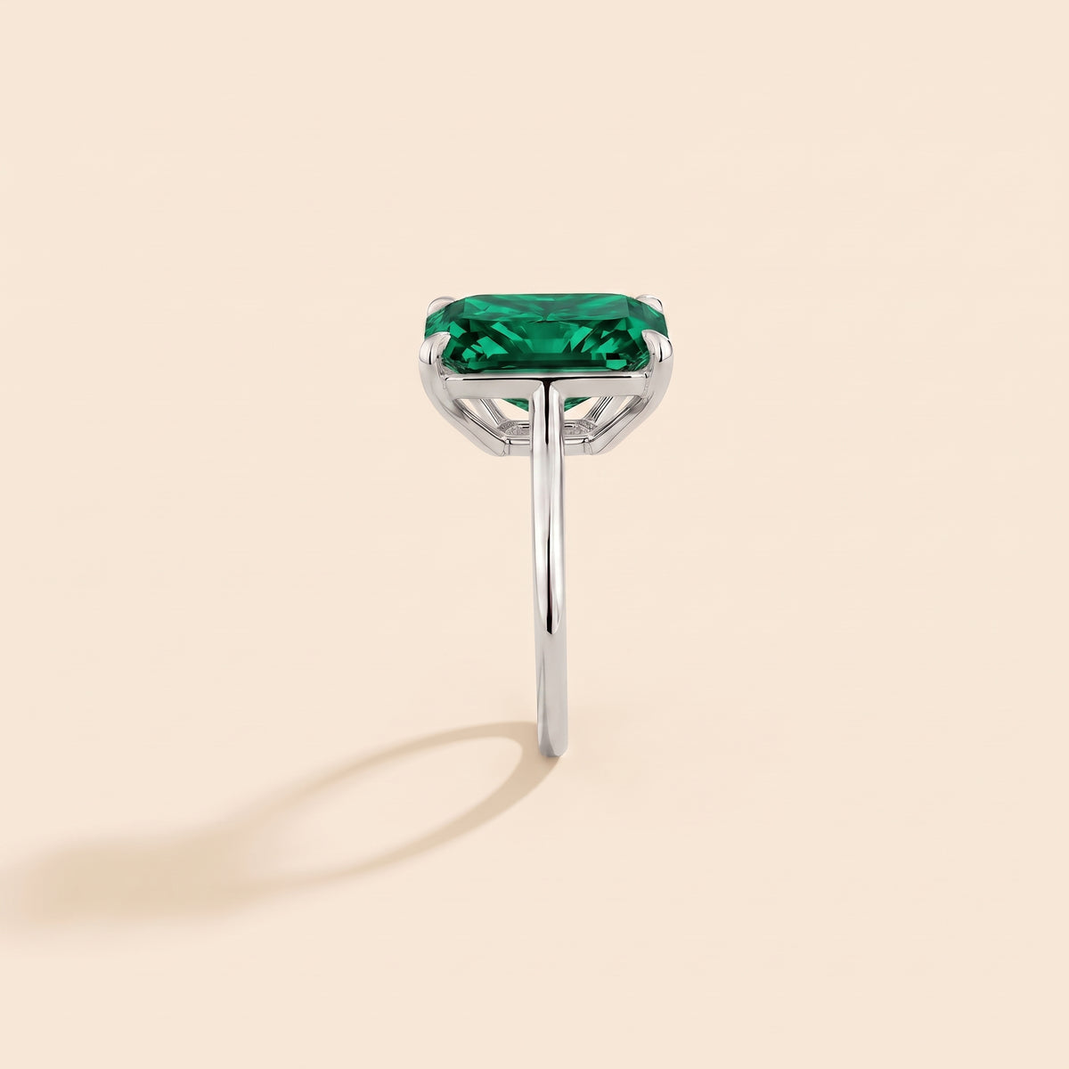 Clair Radiant Shape Emerald Cathedral Solitaire Ring side edge