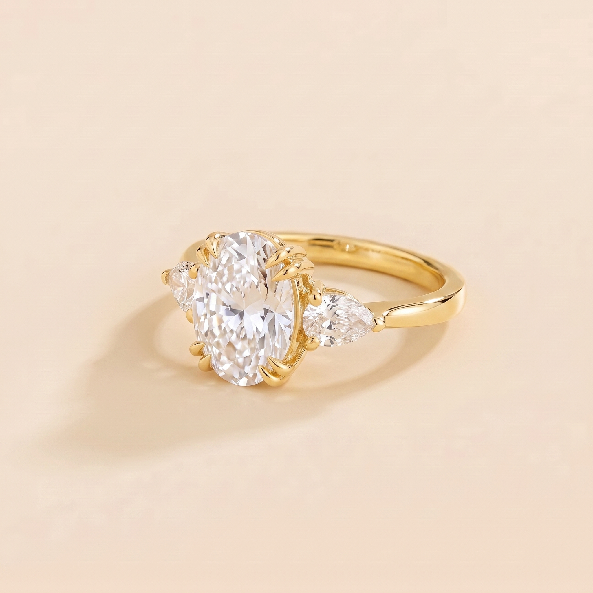 Isra Diamond Oval Cut & Pear Cut Gold Ring