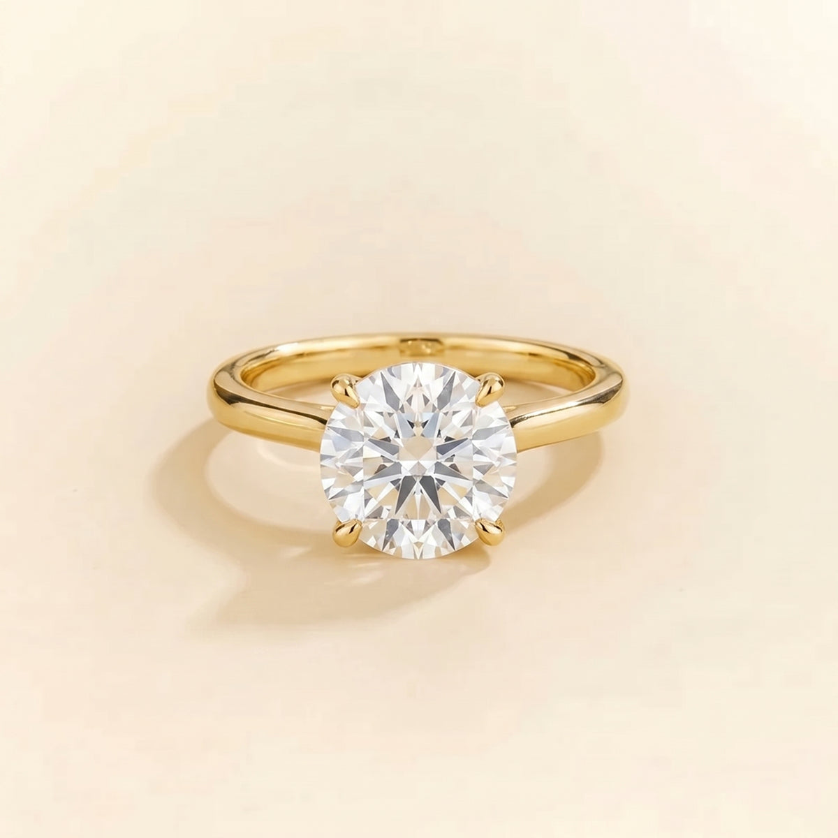 Nina Round Shape Diamond Cathedral Solitaire Ring front