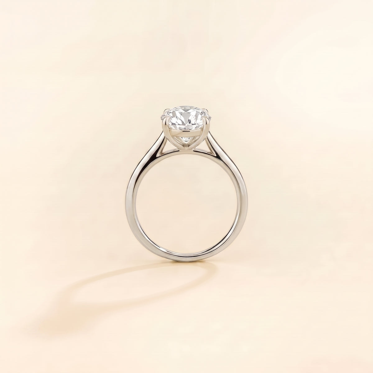 Nina Round Shape Diamond Cathedral Solitaire Ring side profile