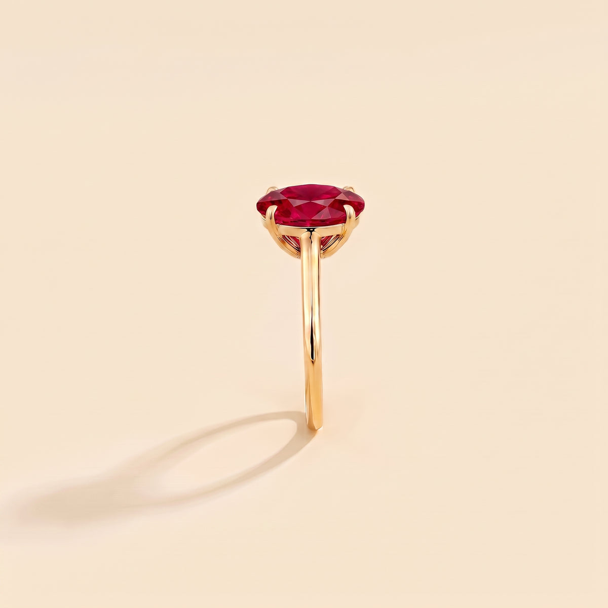 Lyra Oval Shape Ruby Cathedral Solitaire Ring side edge