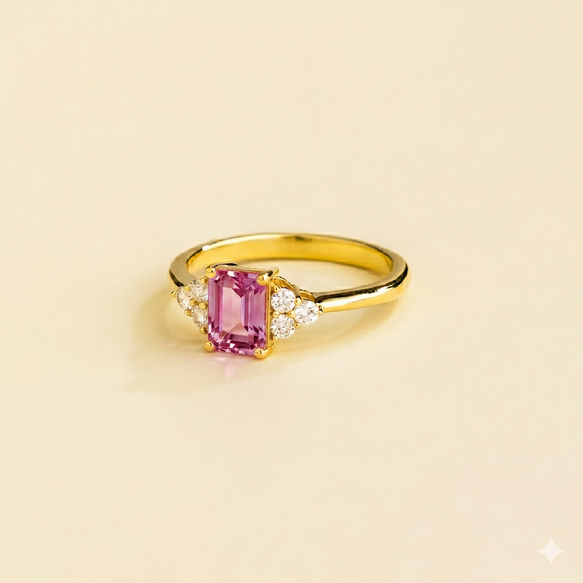 Chateau Purple Sapphire Emerald-Cut & Diamond Ring in Gold