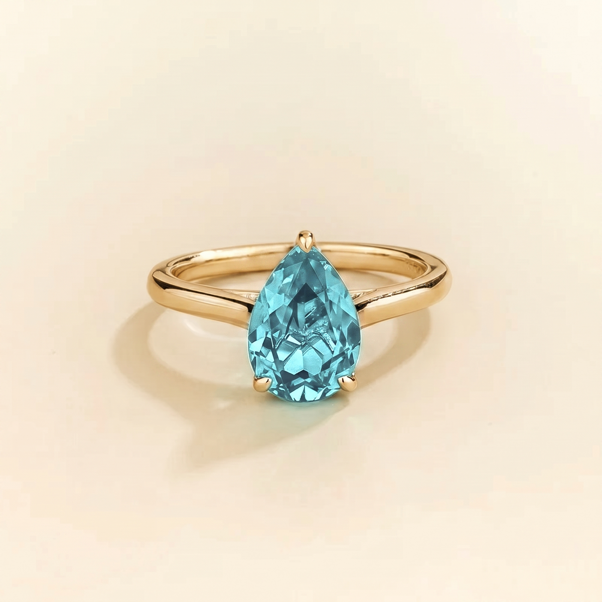 Pandal Pear Shape Paraiba Cathedral Solitaire Ring front