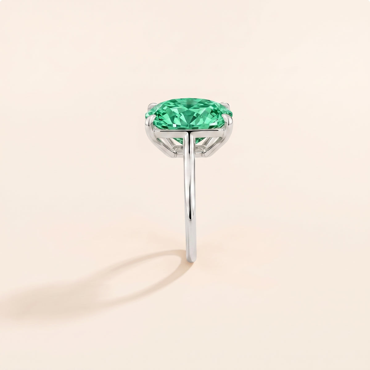 Clair Radiant Shape Green Sapphire Cathedral Solitaire Ring side edge