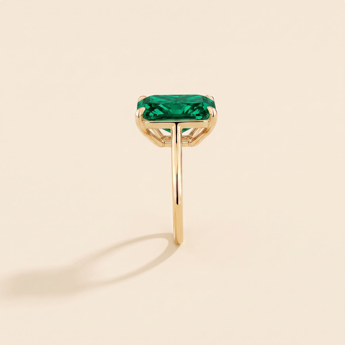 Clair Radiant Shape Emerald Cathedral Solitaire Ring side edge