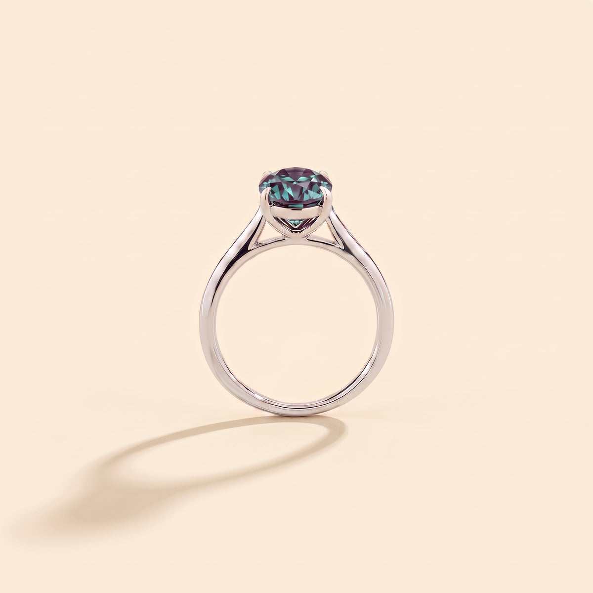 Lyra Oval Shape Alexandrite  Cathedral Solitaire Ring side profile