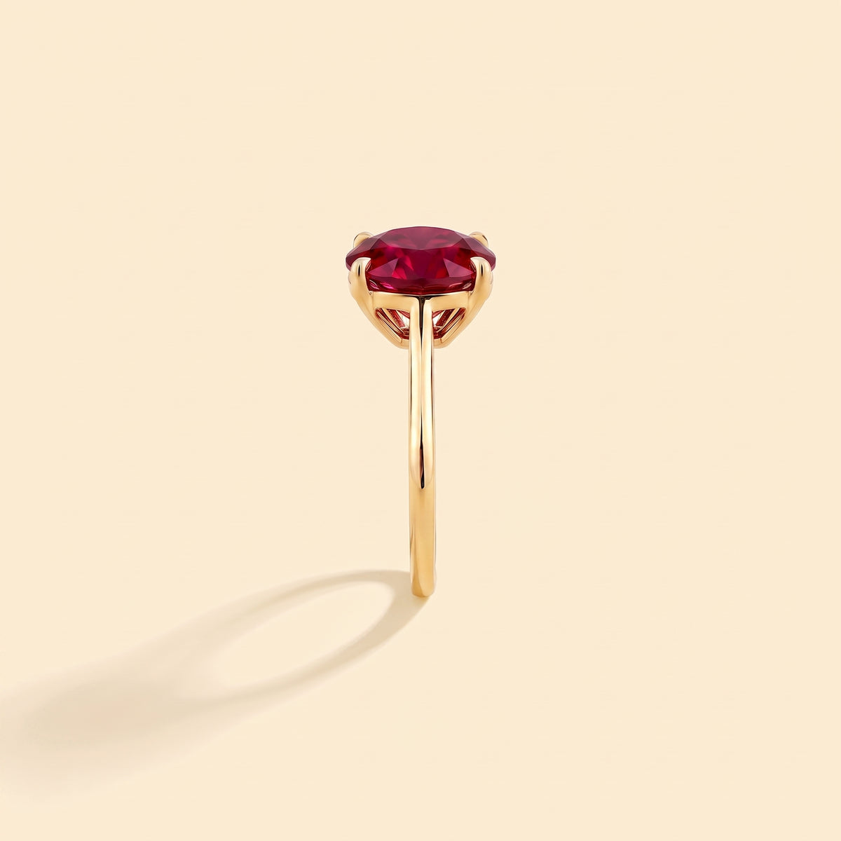 Iris Cushion Shape Ruby Cathedral Solitaire Ring side edge