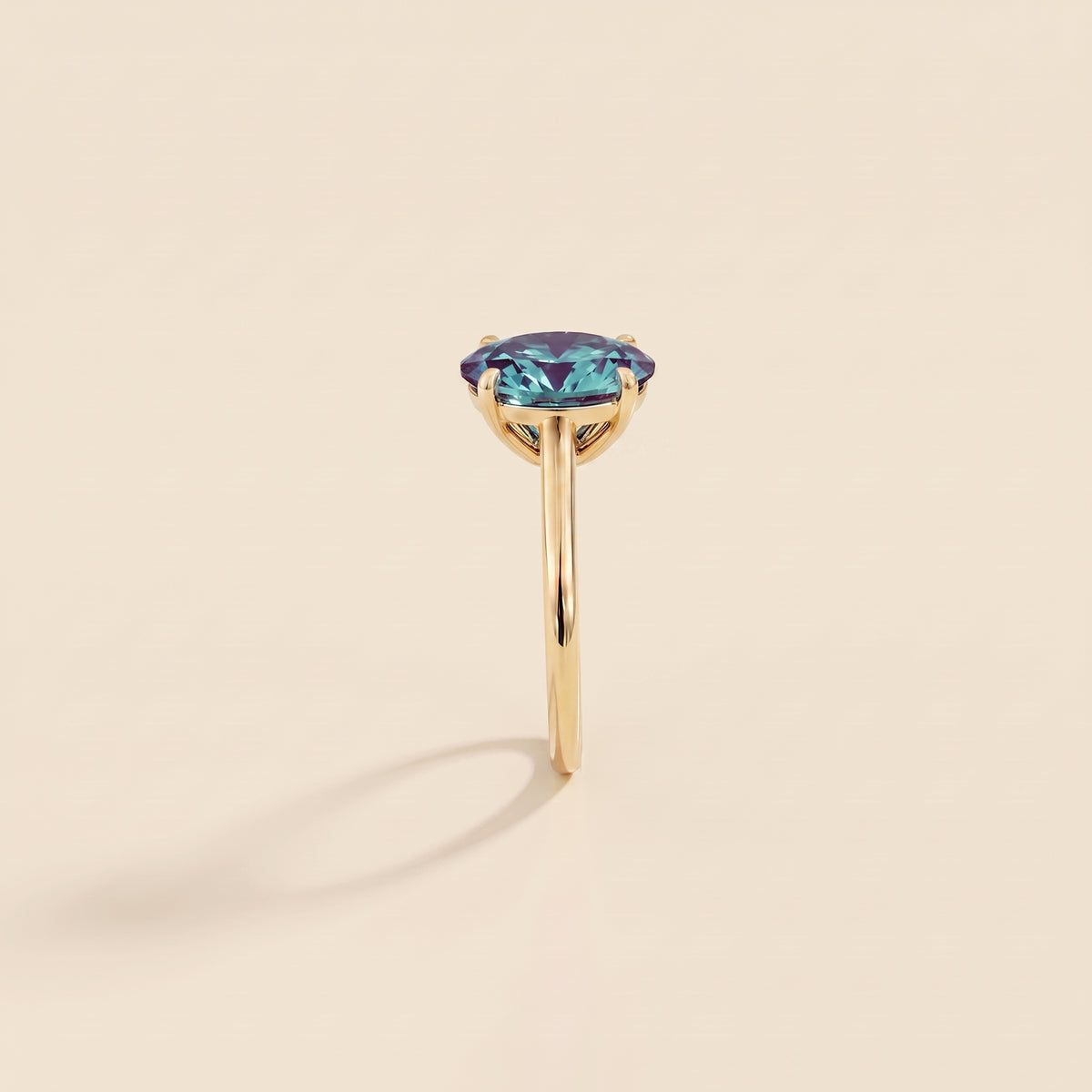 Lyra Oval Shape Alexandrite Cathedral Solitaire Ring side edge