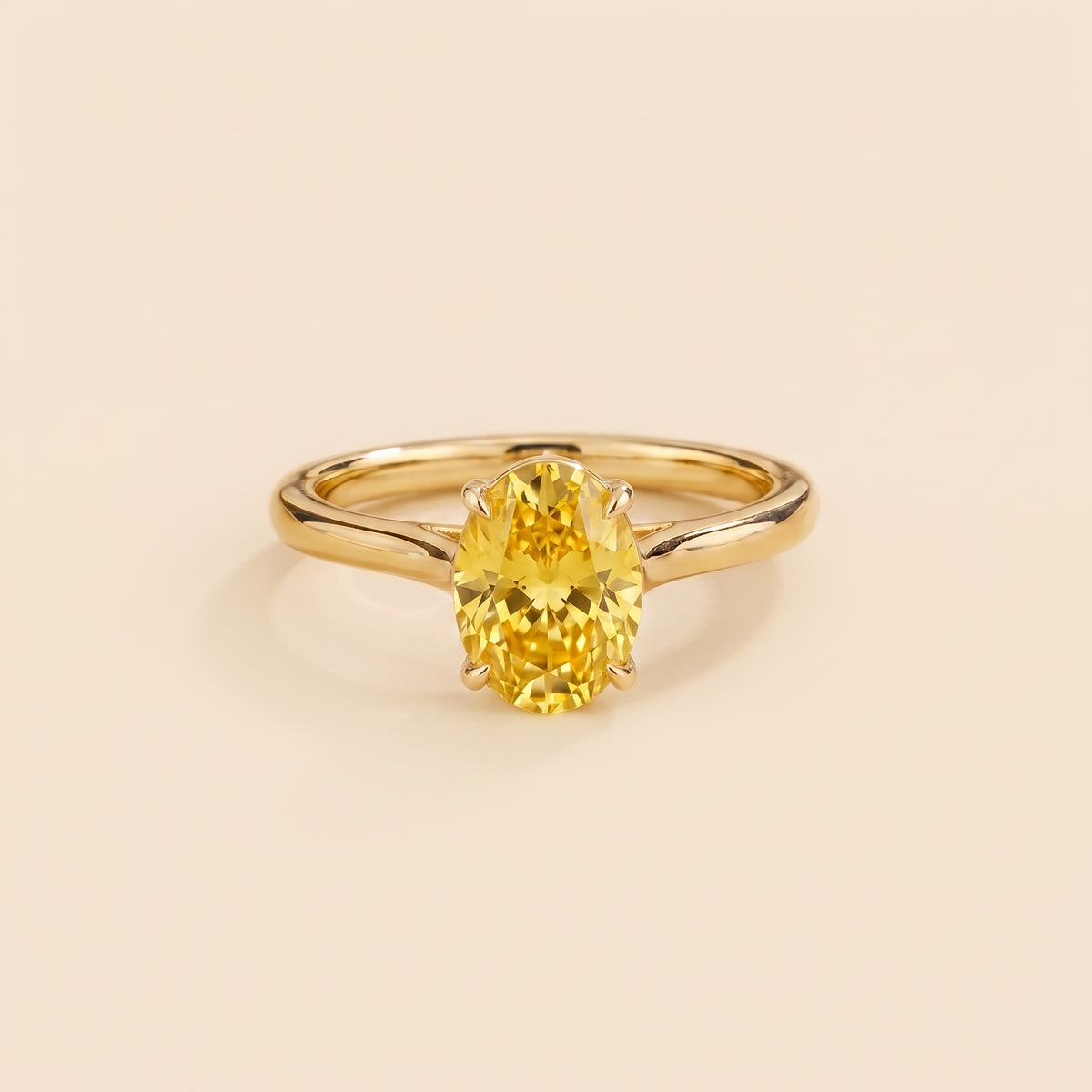 Lyra Oval Shape Yellow Sapphire Cathedral Solitaire Ring front