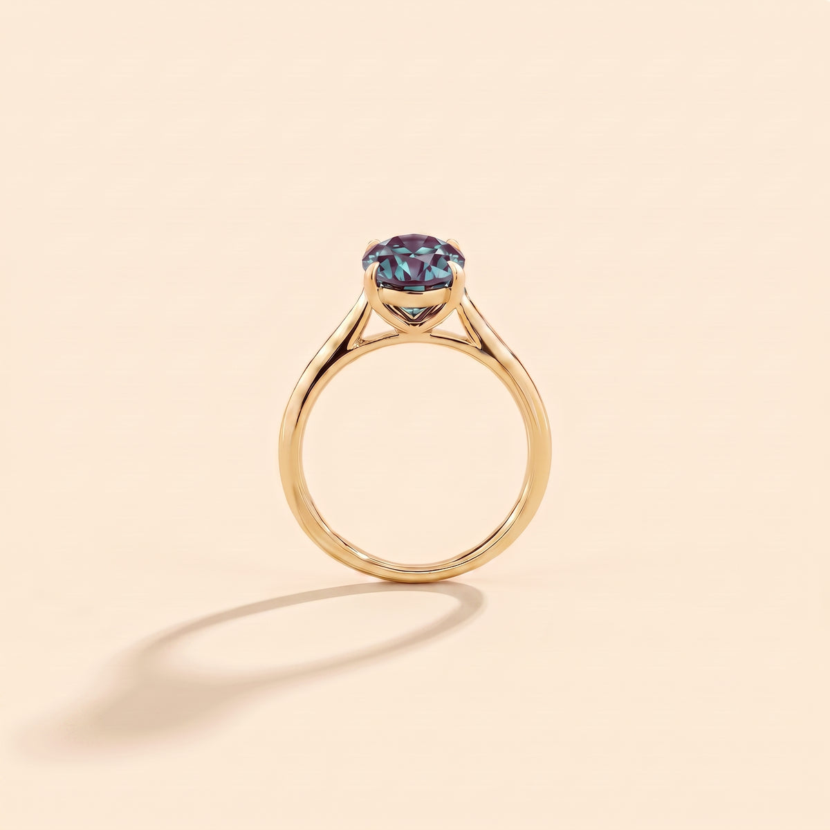 Lyra Oval Shape Alexandrite  Cathedral Solitaire Ring side profile