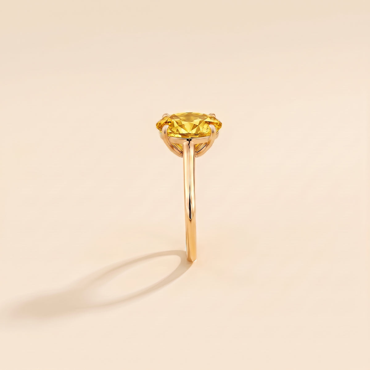 Lyra Oval Shape Yellow Sapphire Cathedral Solitaire Ring in Gold