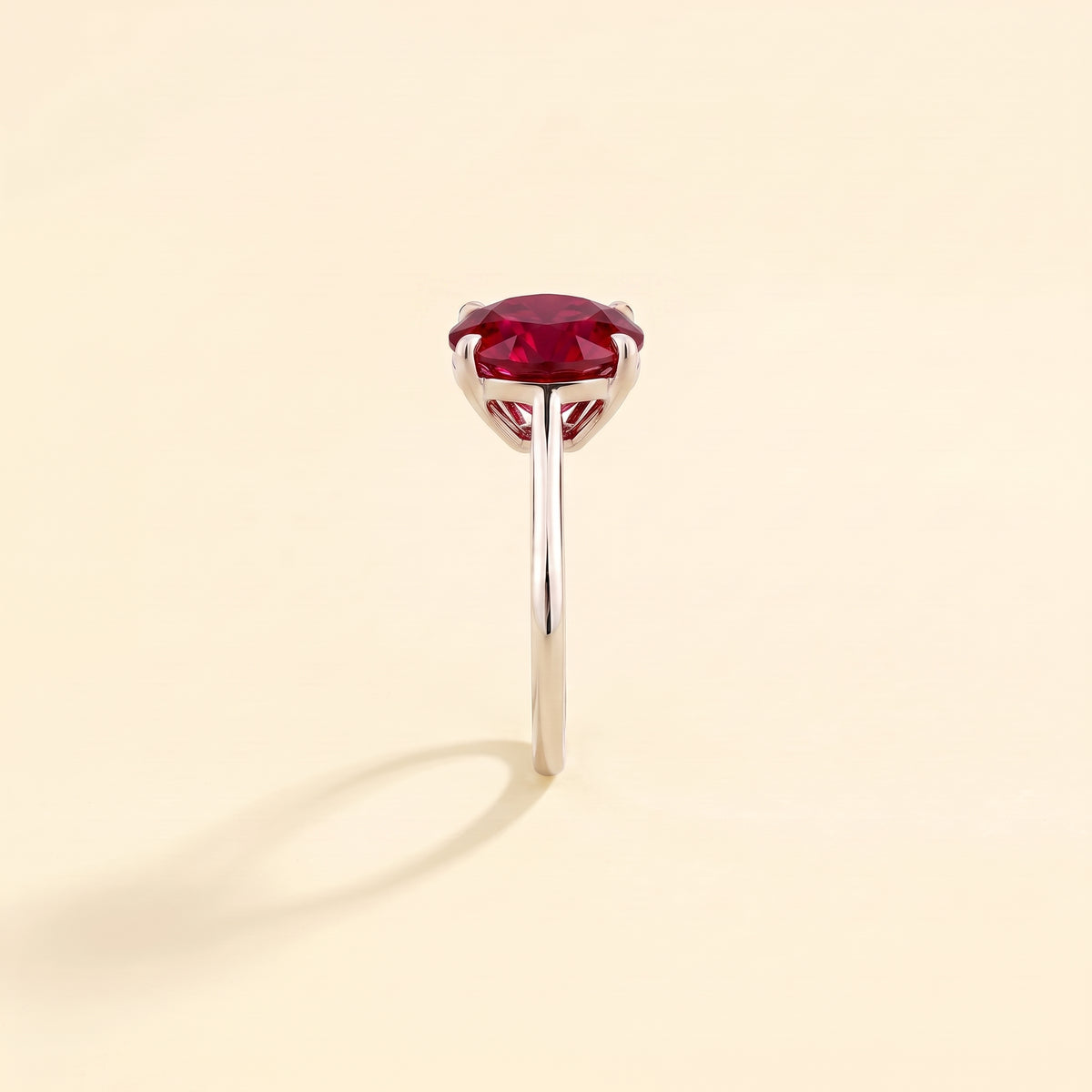 Iris Cushion Shape Ruby Cathedral Solitaire Ring side edge