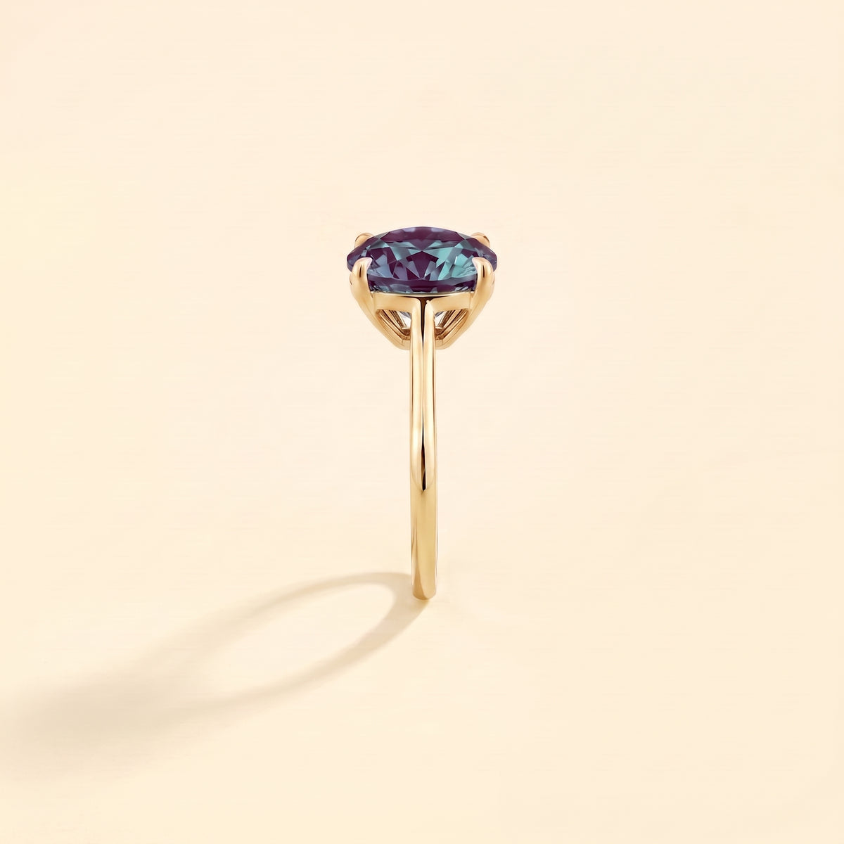 Iris Cushion Shape Alexandrite Cathedral Solitaire Ring side edge