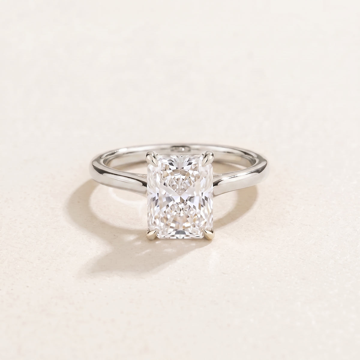Clair Radiant Shape Diamond Cathedral Solitaire Ring front