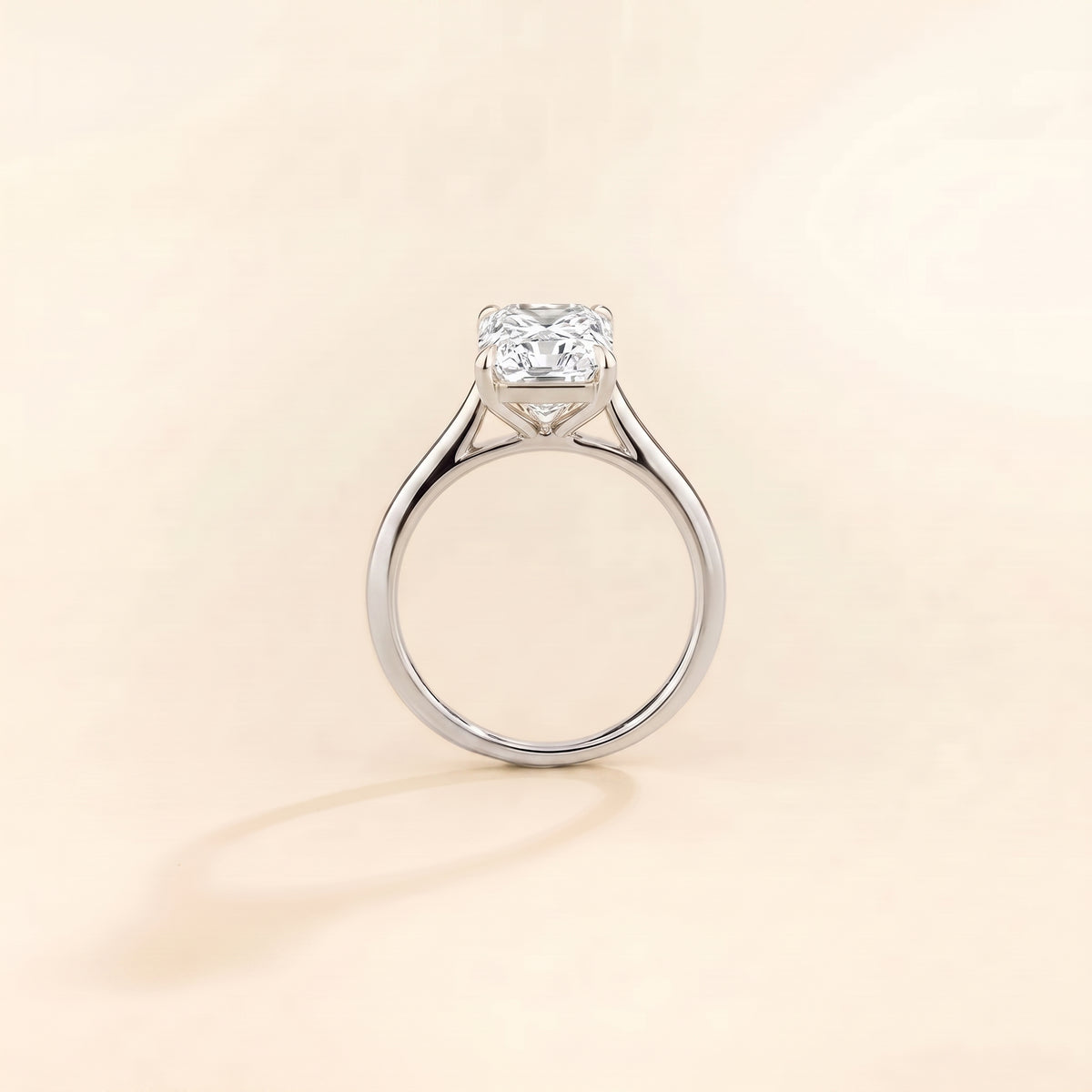 Clair Radiant Shape Diamond Cathedral Solitaire Ring side profile