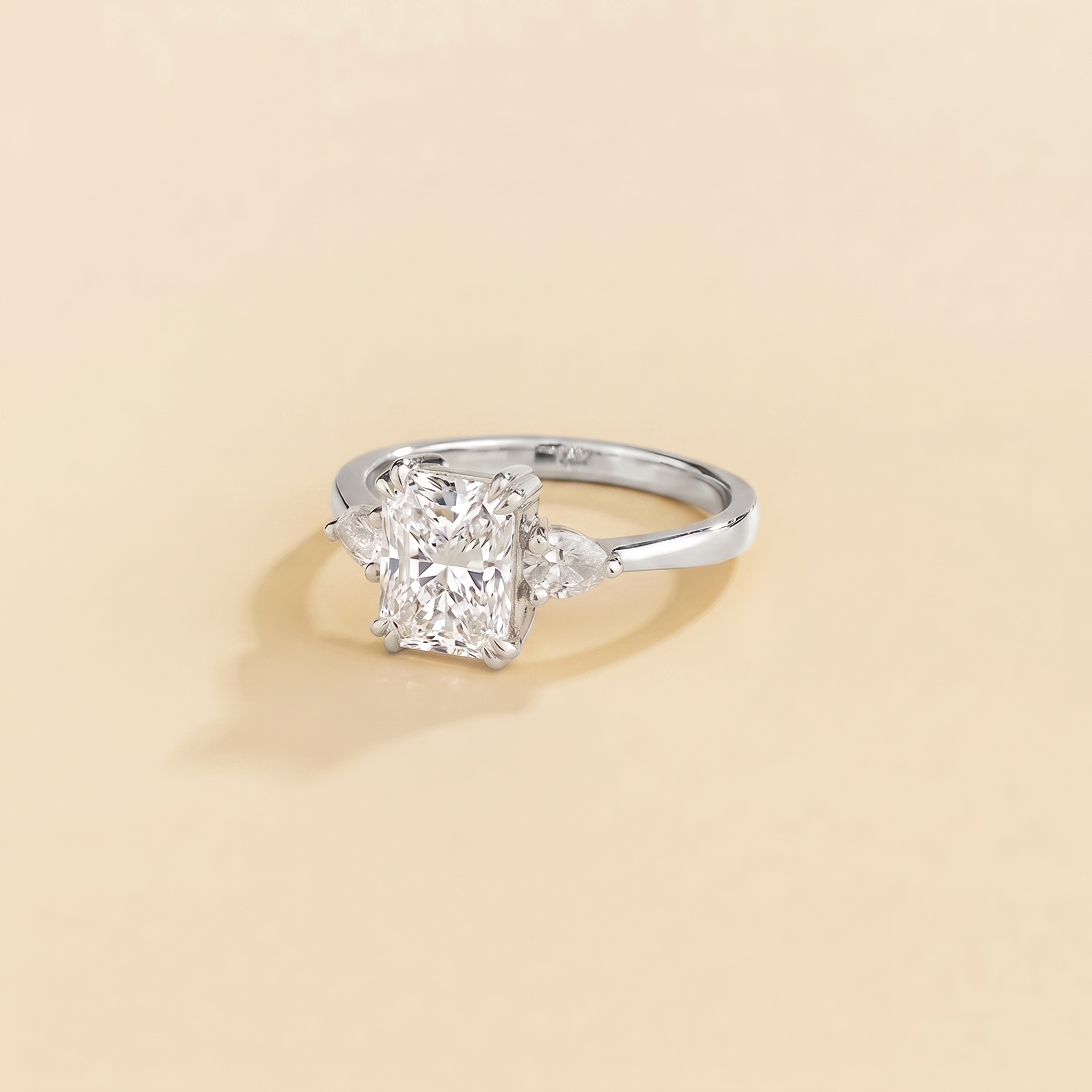 Bale Diamond Radiant Cut & Pear Cut White Gold Ring