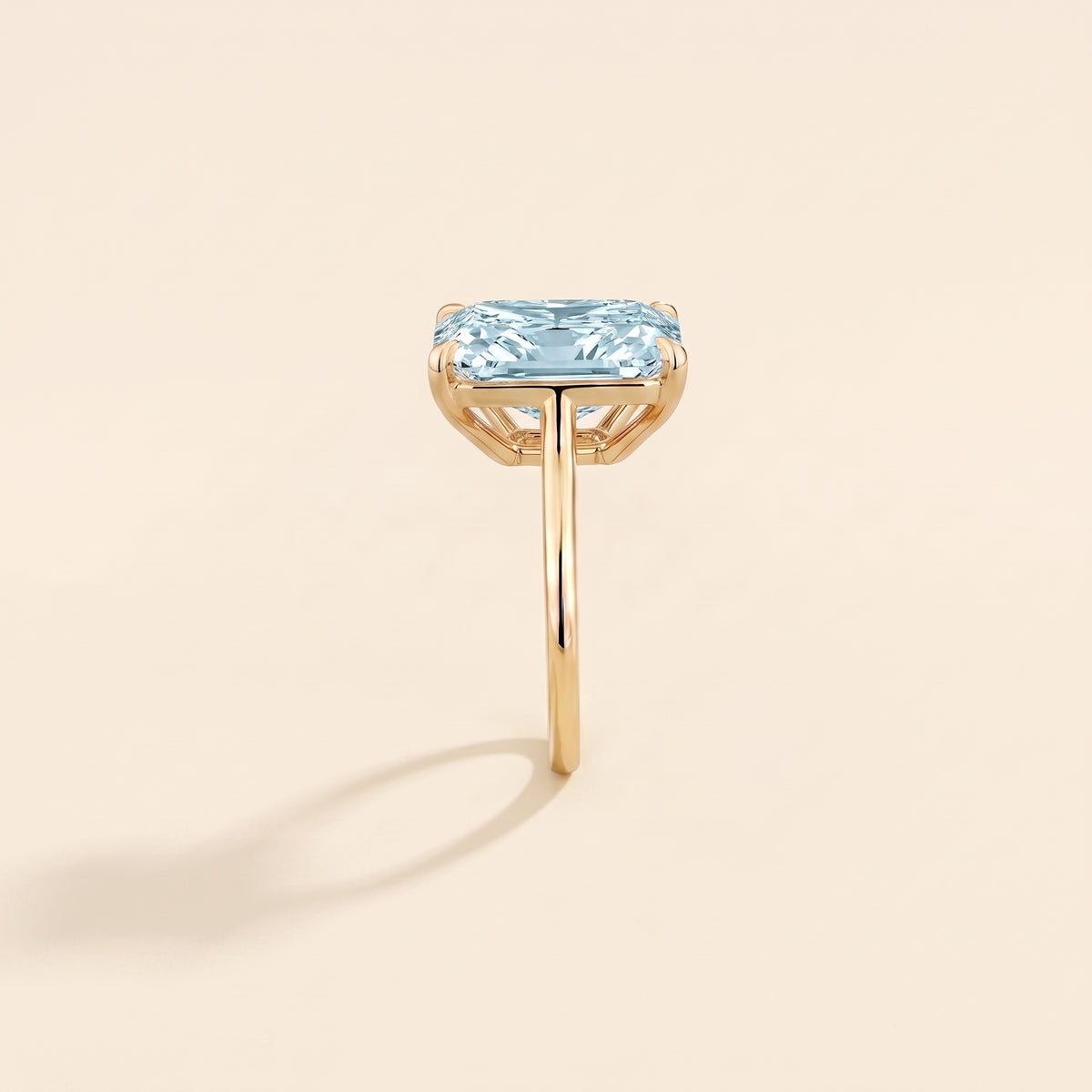 Clair Radiant Shape Aquamarine Cathedral Solitaire Ring side edge