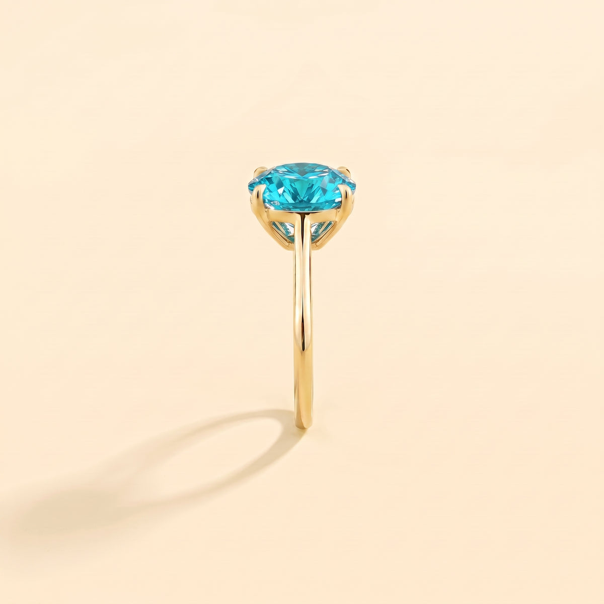 Iris Cushion Shape Paraiba Cathedral Solitaire Ring side edge