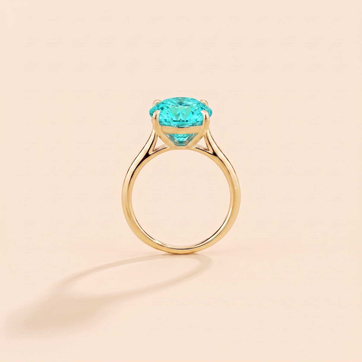 Iris Cushion Shape Paraiba Cathedral Solitaire Ring side profile