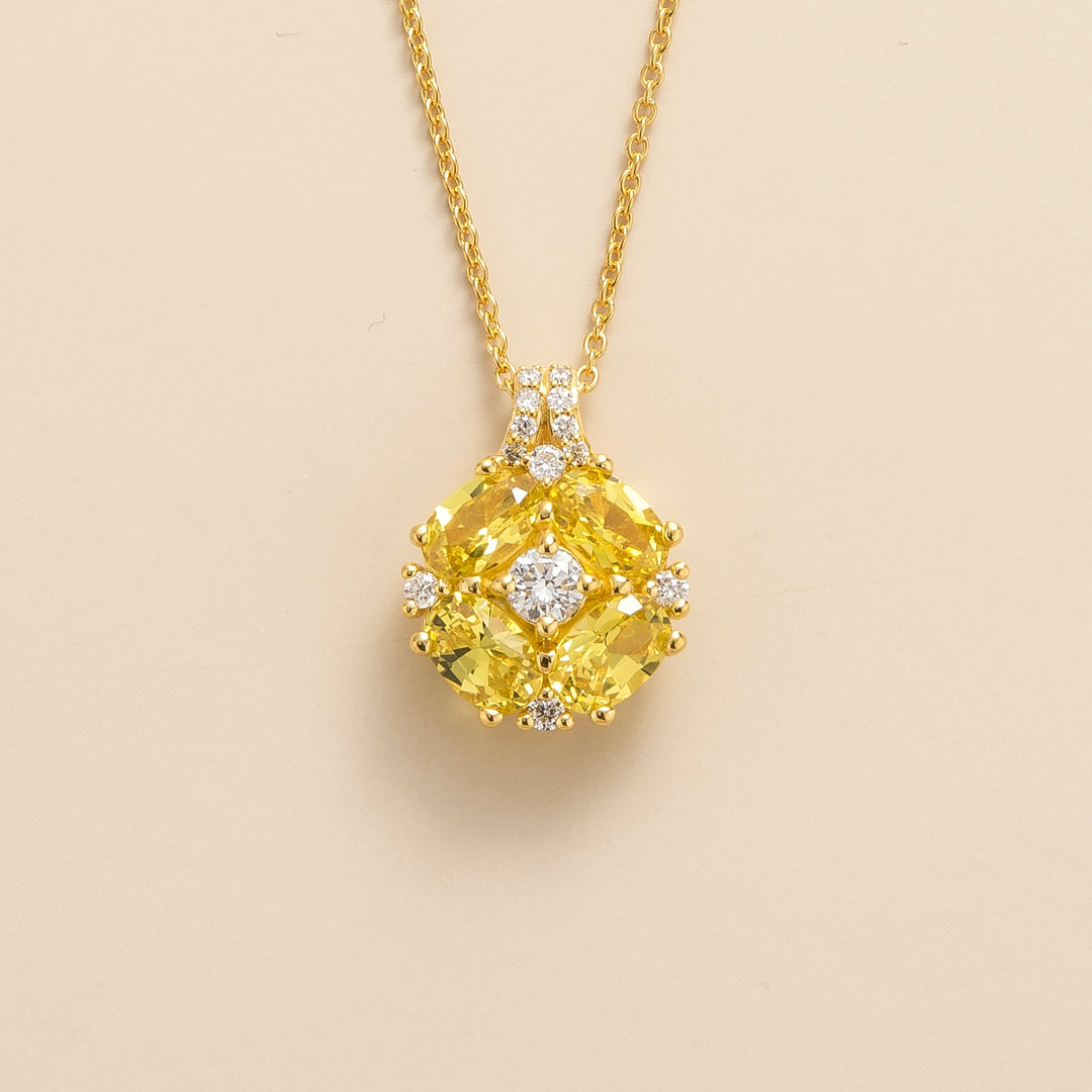 Pristi Gold Necklace Diamond & Yellow Sapphire