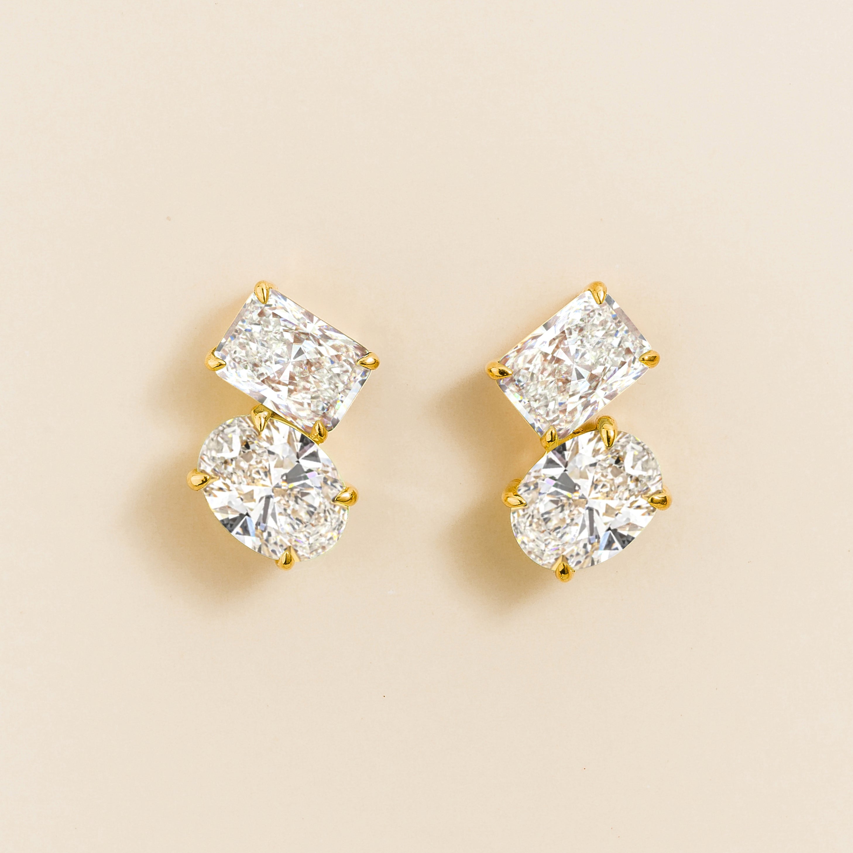 Buchon Diamond Two-Stone Earrings in Gold