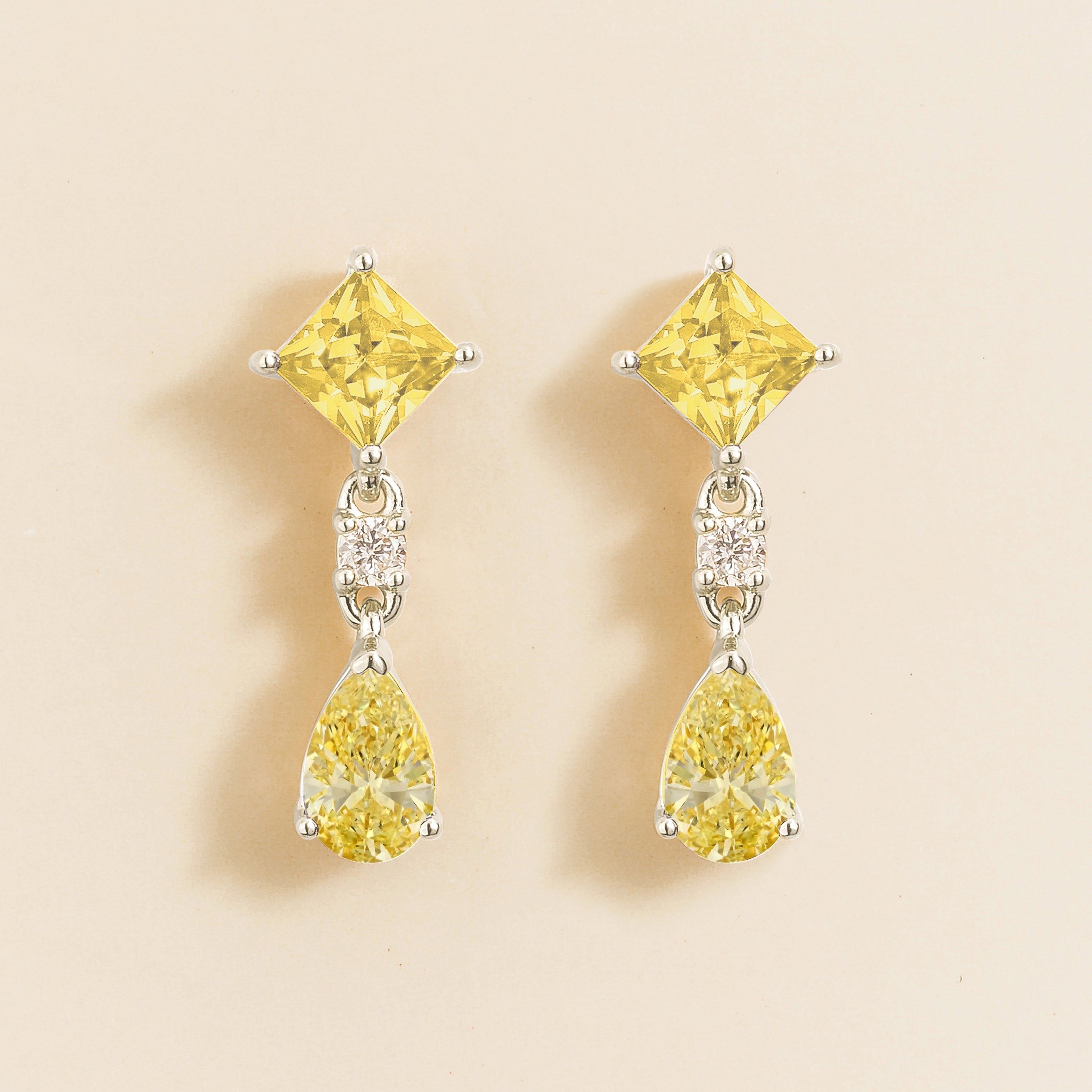Ori Yellow Sapphire & Diamond Drop Earrings In White Gold