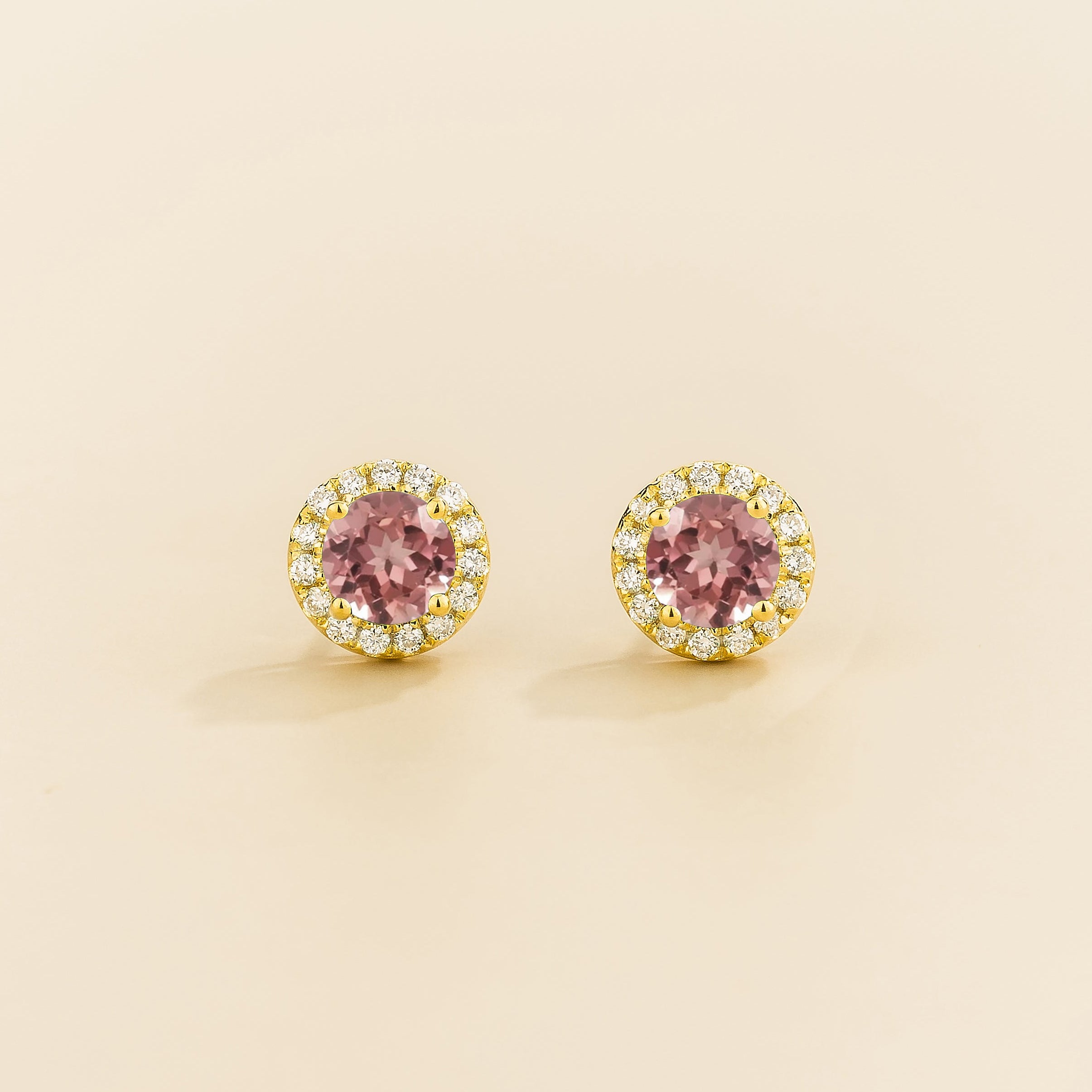 Mars earrings in gold set with Morganite and Diamond