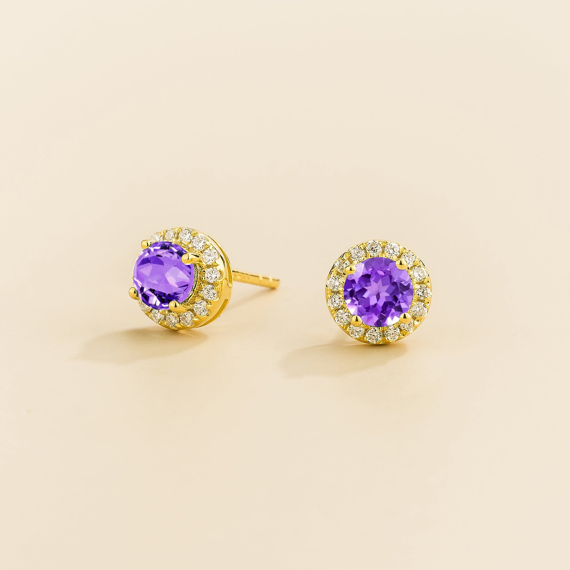 Mars earrings in gold set with Purple Sapphire and Diamond