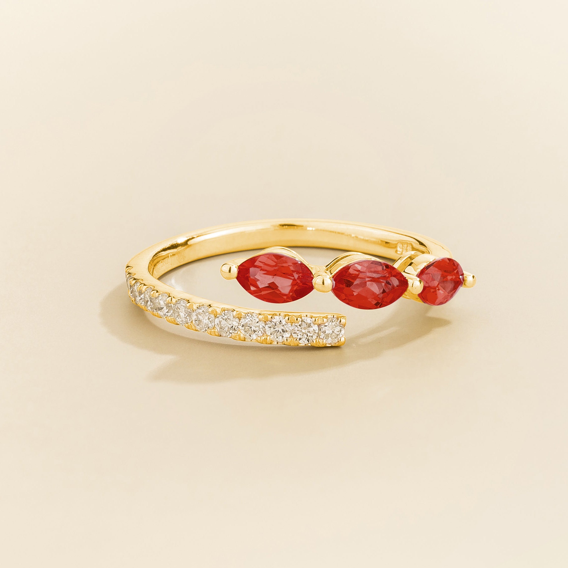 Sava ring in gold set with Ruby and Diamonds.