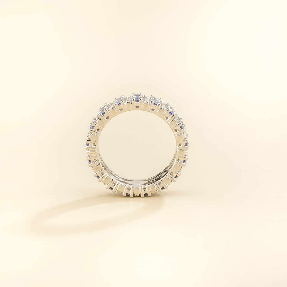 Tina Round Blue Sapphire and Diamond Eternity Ring side profile