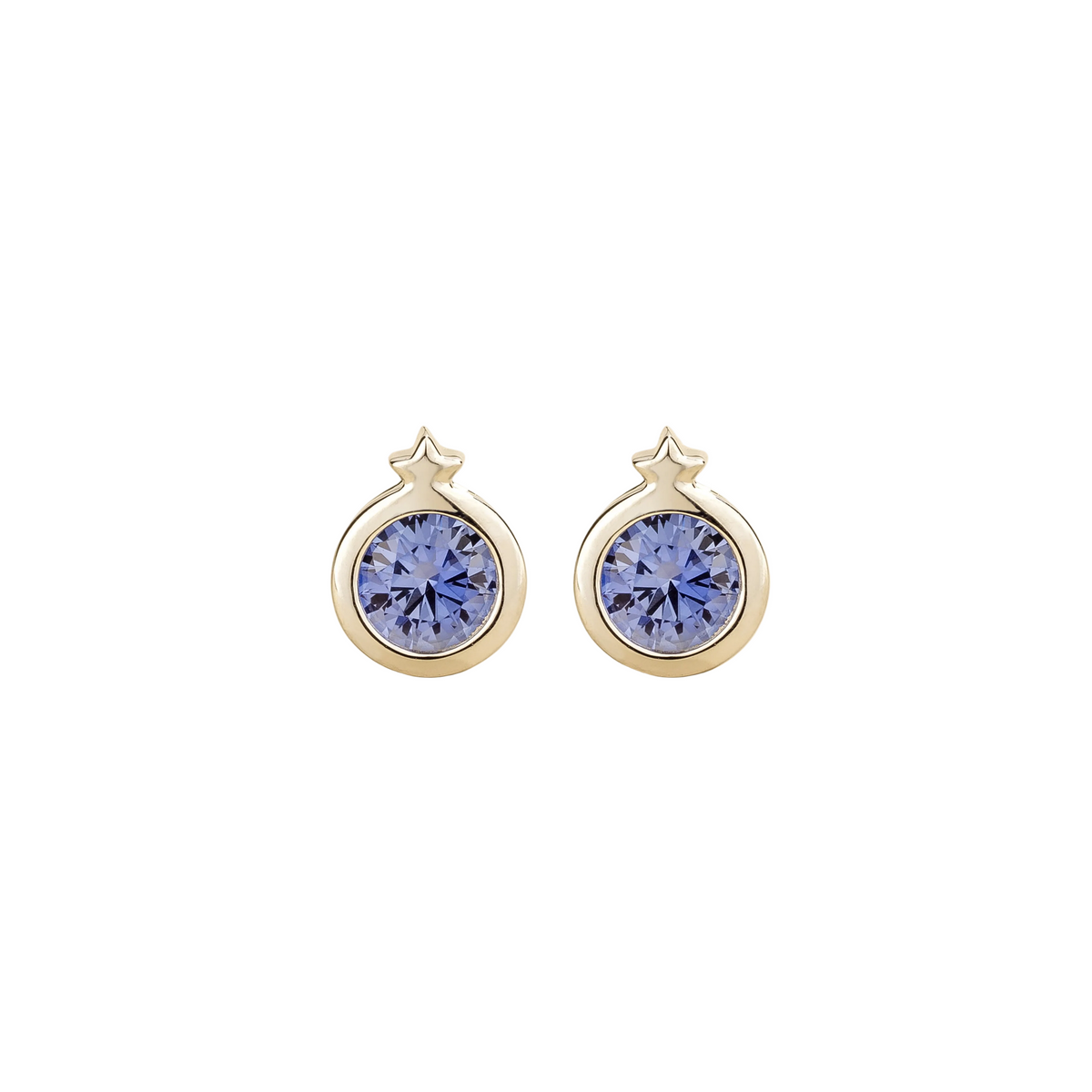 Kiki Cornflower Blue Sapphire Bezel-Set Stud Earrings in White Gold