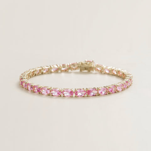 Salto Pastel Pink Sapphire Oval Tennis Bracelet in White Gold
