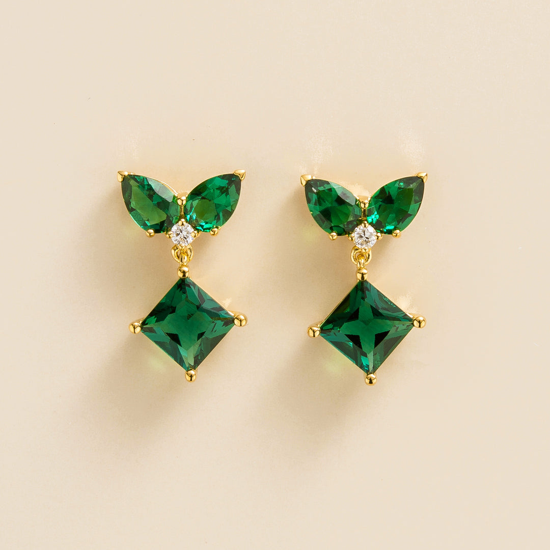 Amore Gold Earrings Emerald & Diamond